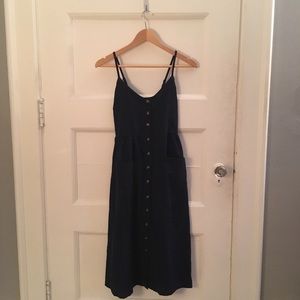 Navy Midi Button-Up Dress - Size Medium